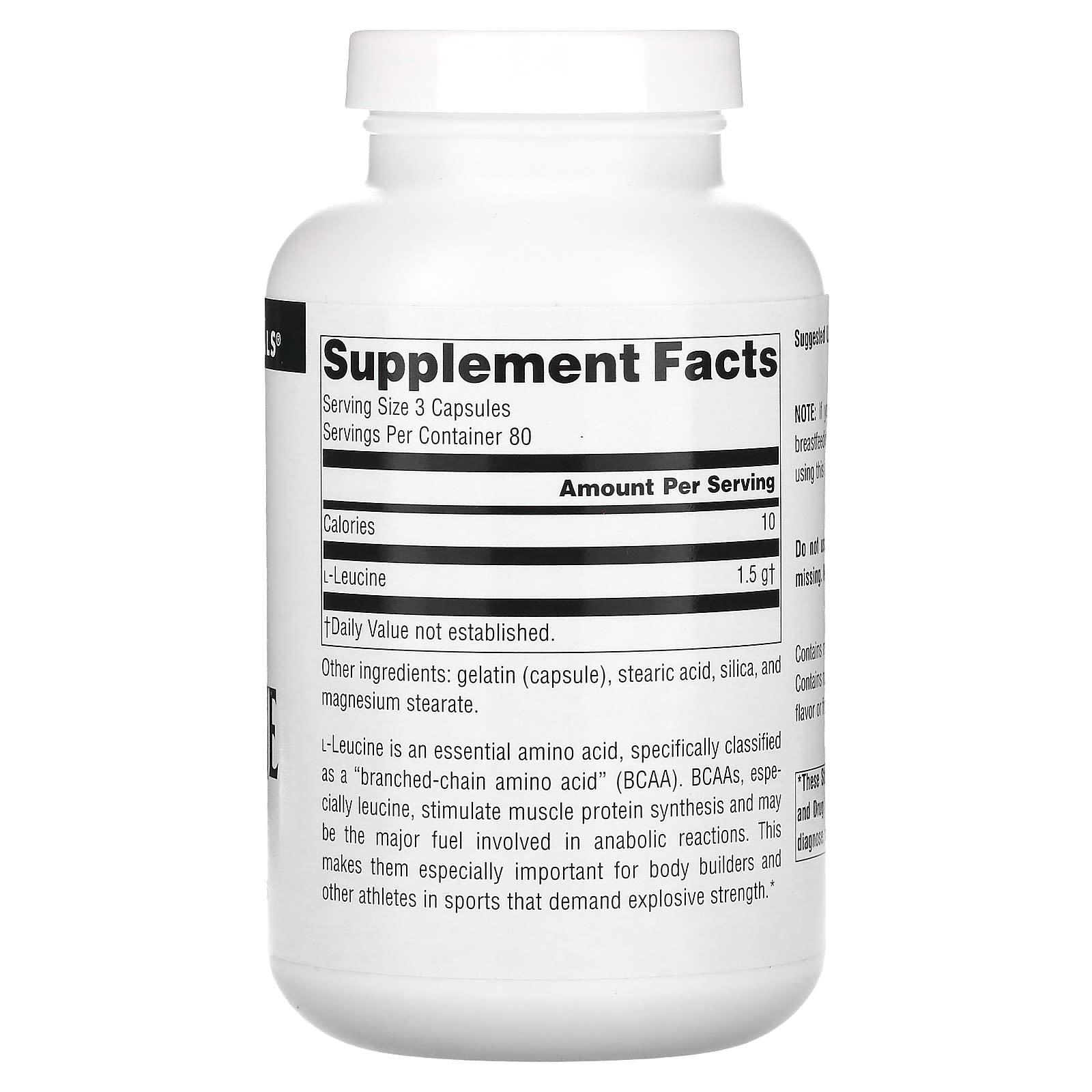 Source Naturals, L-Leucine, 500 mg, 240 Capsules - Image 2