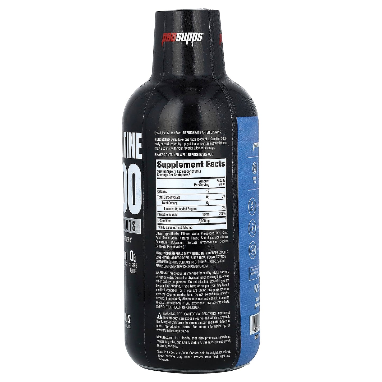 ProSupps, L-Carnitine 3000 Liquid Shots, Blue Razz, 16 fl oz (473 ml) - Image 2