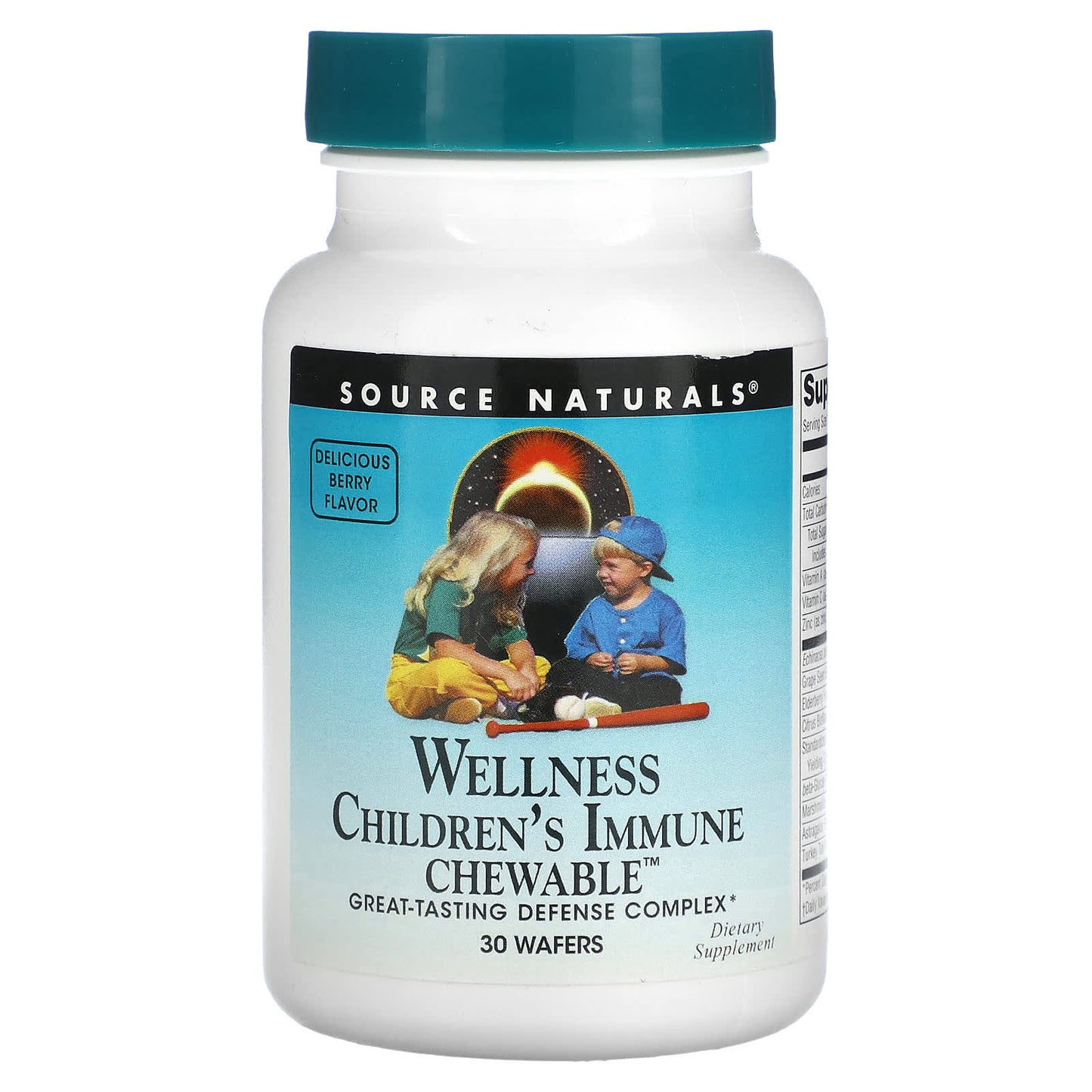 Source Naturals, Wellness Children's Immune Chewable™, Delicious Berry, 30 Wafers - Image 1