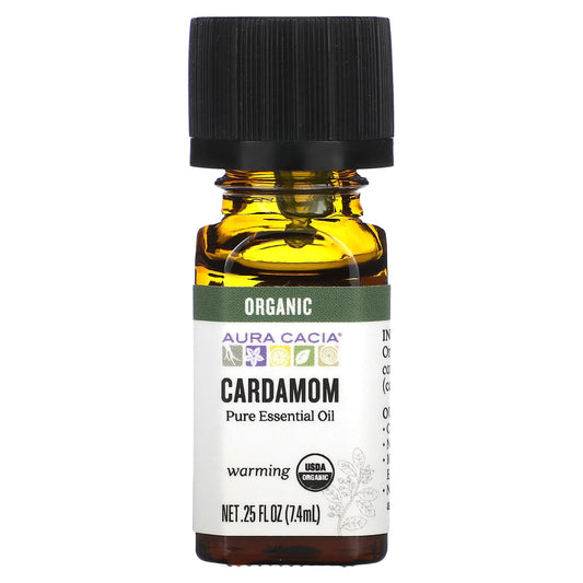 Aura Cacia Organic Cardamom Essential Oil, 0.25 fl oz (7.4 ml) - Image 1