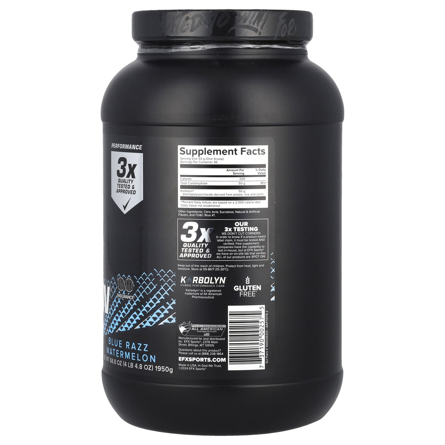EFX Sports Karbolyn Fuel - Blue Razz Watermelon, High Performance Carb - Image 2
