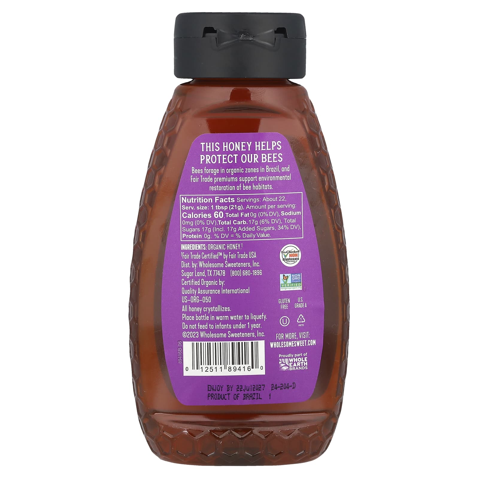 Wholesome Sweeteners, Raw + Unfiltered Organic Honey, 16 oz (454 g) - Image 2