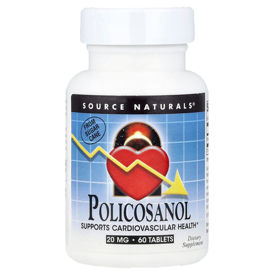 Source Naturals, Policosanol, 20 mg, 60 Tablets - Image 1