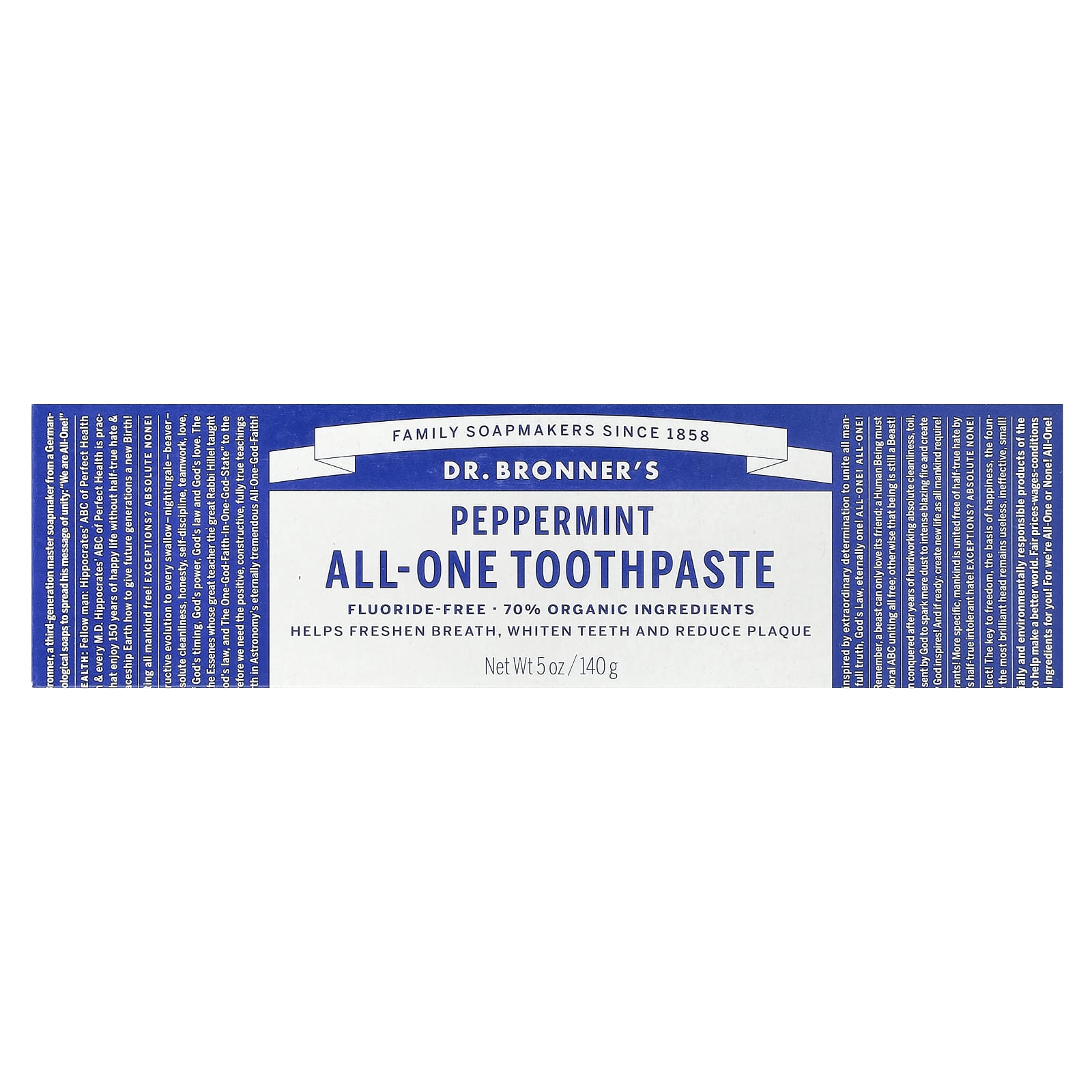 Dr. Bronner's All-One Toothpaste, Peppermint, 5 oz, 100% Vegan & Organic - Image 2