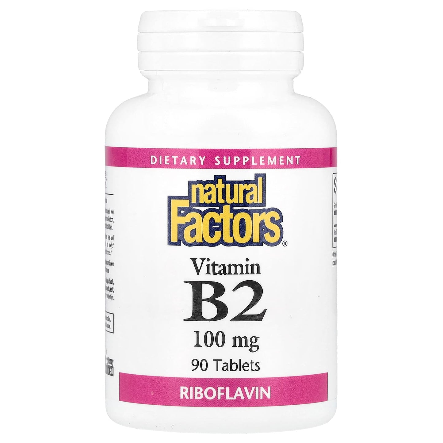 Natural Factors, Vitamin B2, Riboflavin, 100 mg, 90 Tablets - Image 1