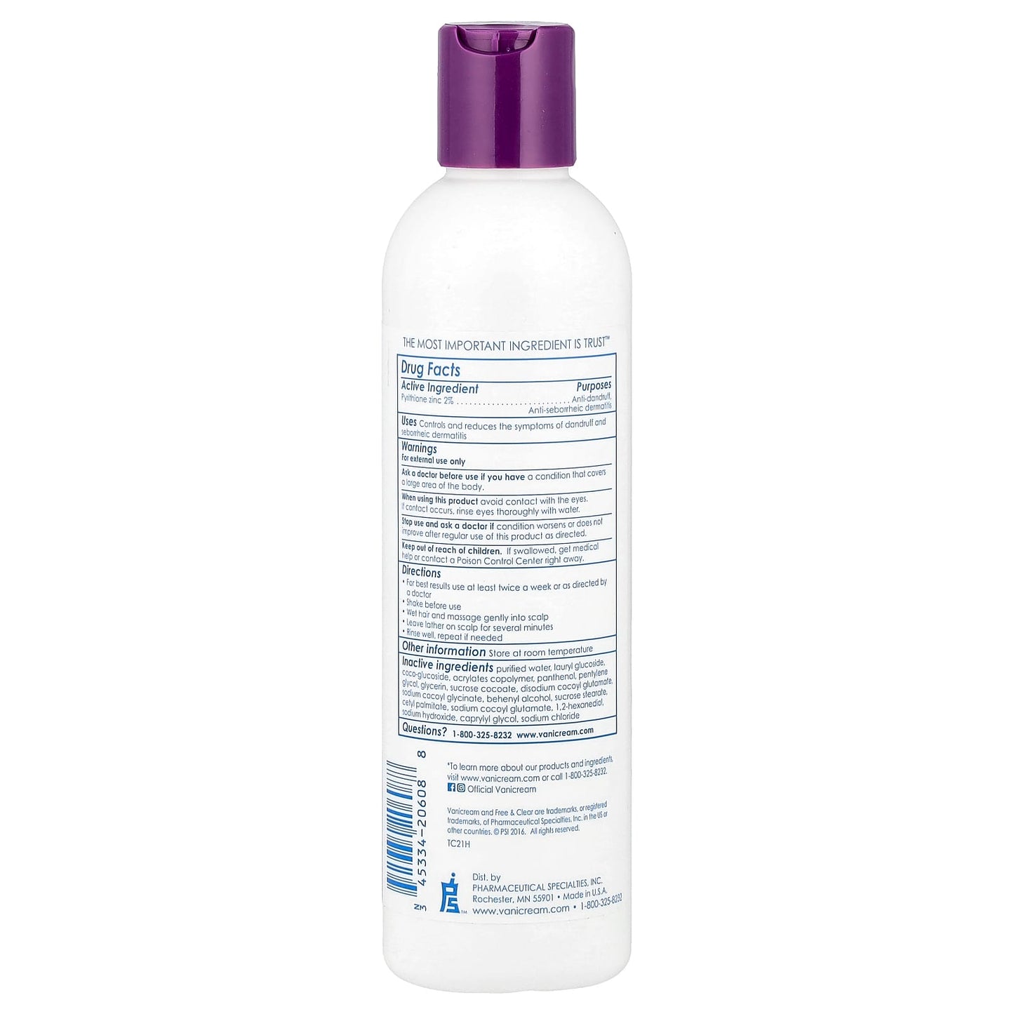 Vanicream, Dandruff Shampoo, For Sensitive Skin, 8 fl oz (237 ml) - Image 2