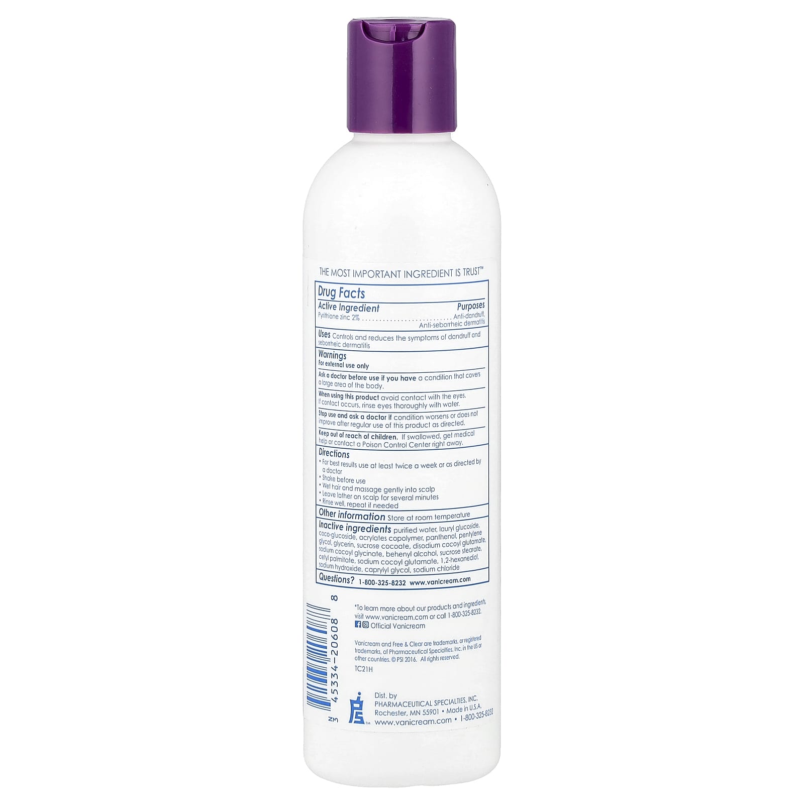 Vanicream, Dandruff Shampoo, For Sensitive Skin, 8 fl oz (237 ml) - Image 2