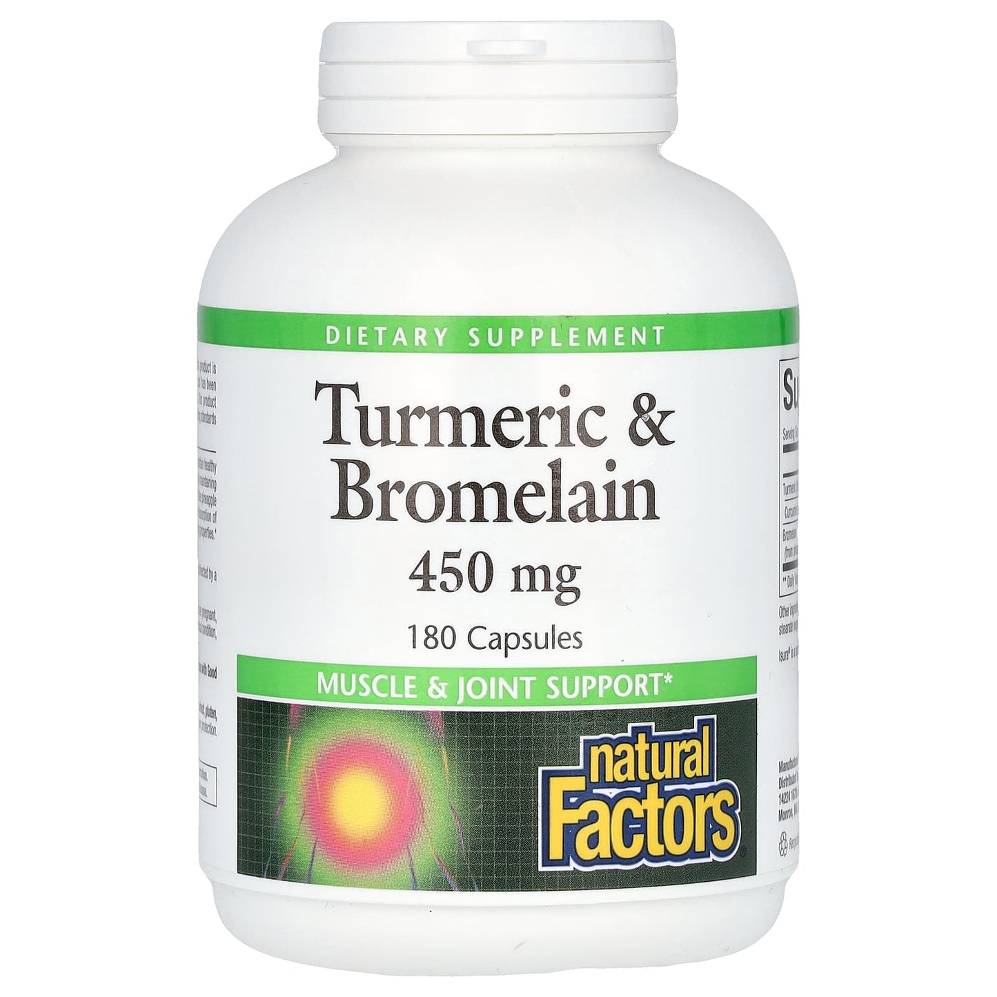 Natural Factors, Turmeric & Bromelain, 450 mg, 180 Capsules - Image 1