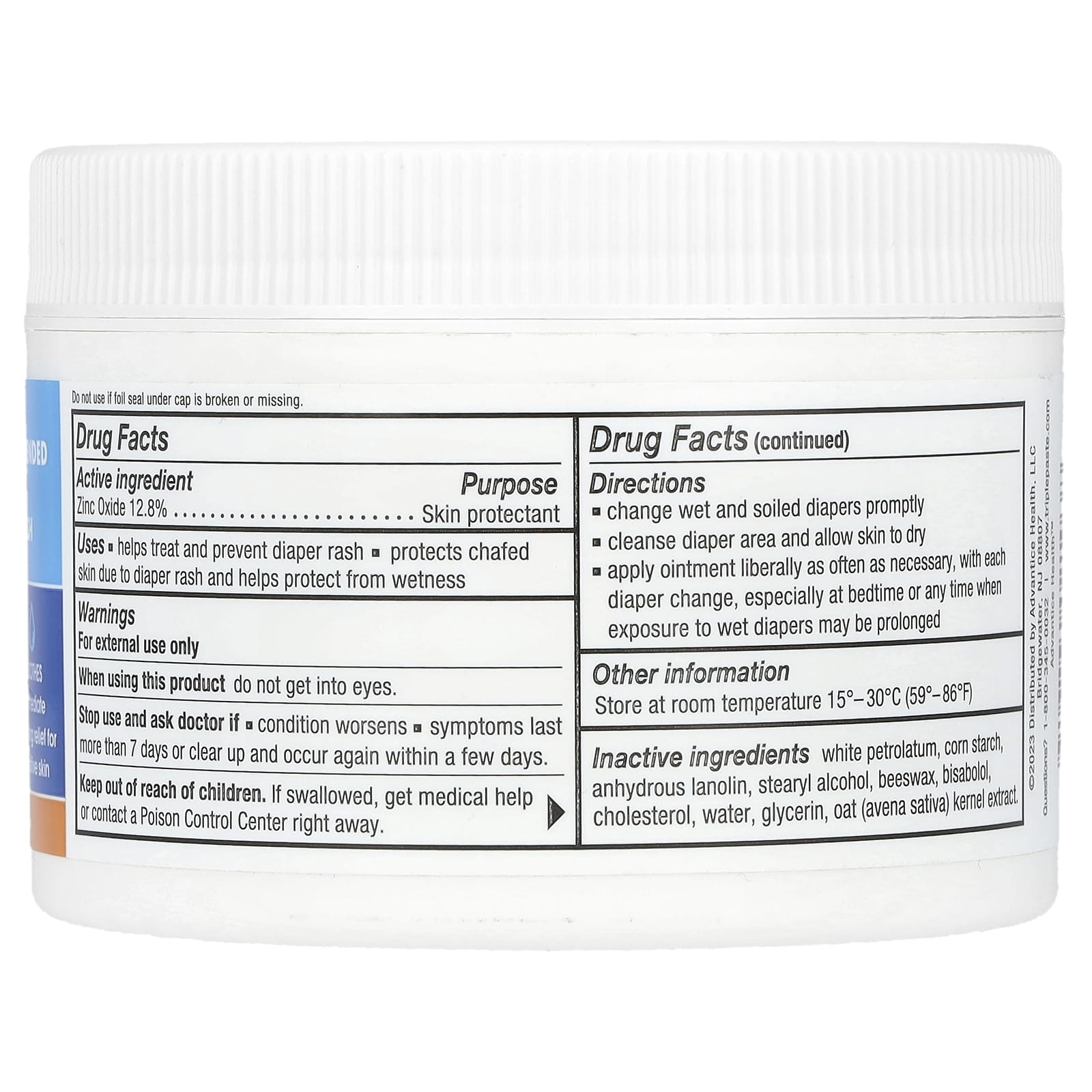 Triple Paste, Zinc Oxide Medicated Diaper Rash Ointment, Fragrance-Free, 8 oz (227 g) - Image 2