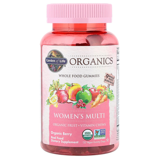 Garden of Life Organics Women's Multi Gummies, Berry Flavor, 120 Vegan Gummies - Image 1