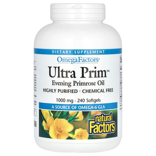 Natural Factors, OmegaFactors, Ultra Prim, Evening Primrose Oil, 1,000 mg, 240 Softgels - Image 1