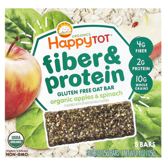 Happy Family Organics USDA Organic Oat Bars for Kids, Fiber & Protein, 2+ Years, 5-Pack - Image 1