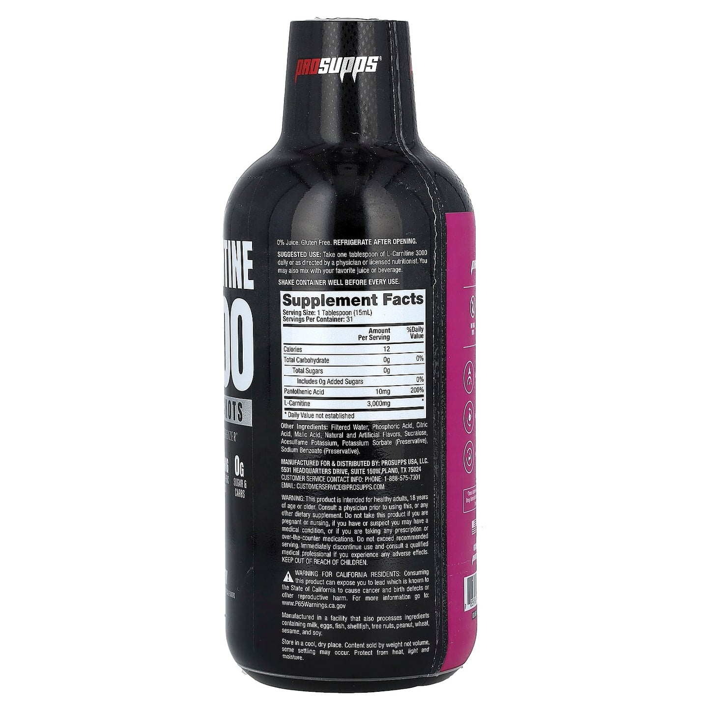 ProSupps, L-Carnitine 3000 Liquid Shots, Berry, 16 fl oz (473 ml) - Image 2