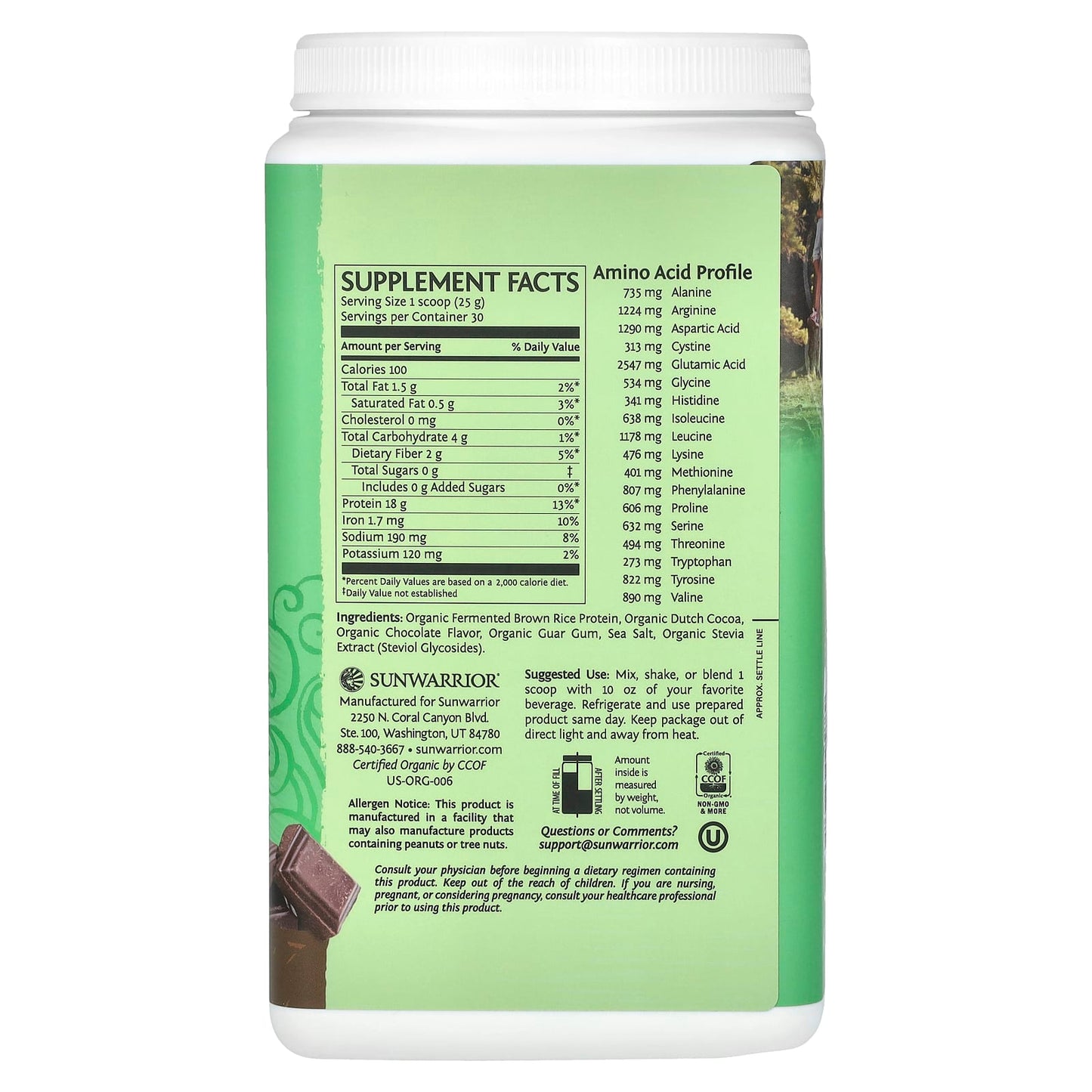 Sunwarrior, Classic Protein, Chocolate, 1.65 lb (750 g) - Image 2
