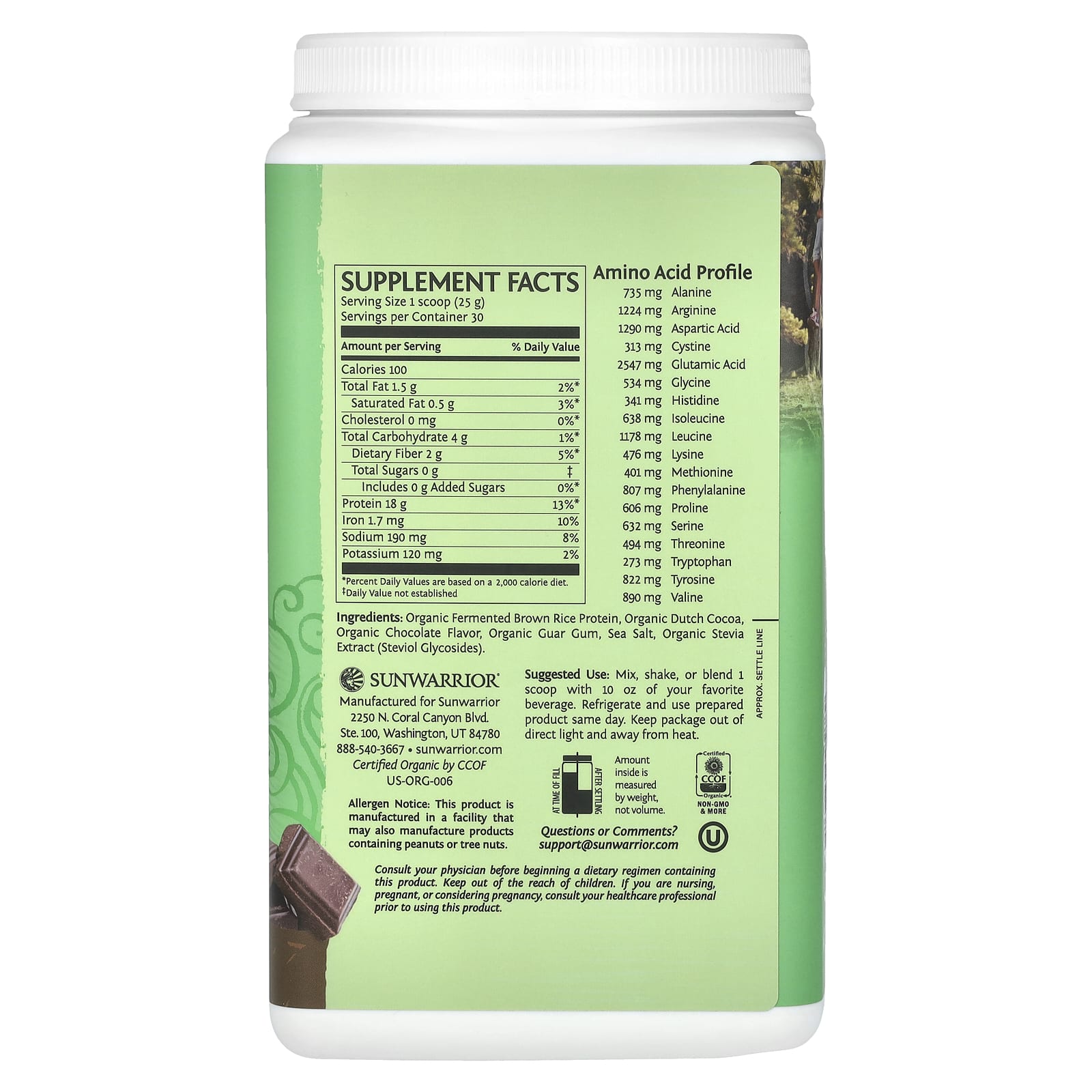Sunwarrior, Classic Protein, Chocolate, 1.65 lb (750 g) - Image 2