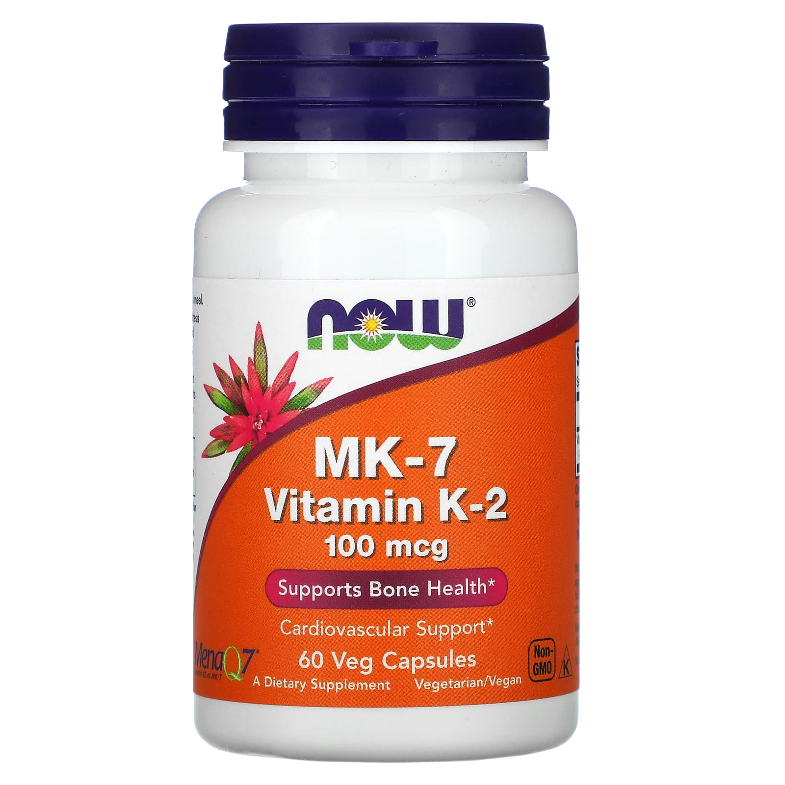 NOW Foods, MK-7 Vitamin K-2, 100 mcg, 60 Veg Capsules - Image 1