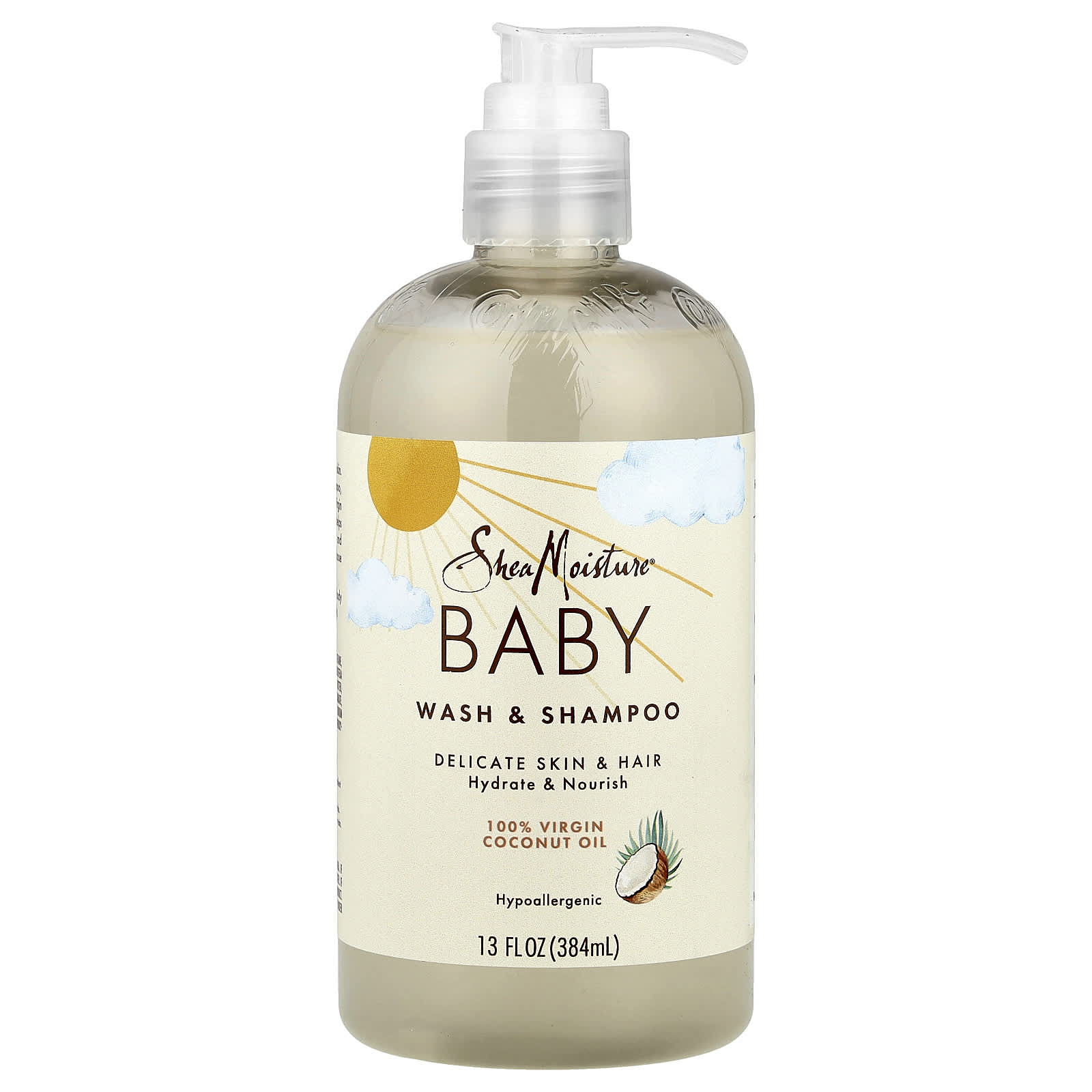SheaMoisture, Baby Wash & Shampoo, 100% Virgin Coconut Oil, 13 fl oz (384 ml) - Image 1