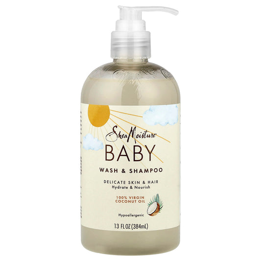 SheaMoisture, Baby Wash & Shampoo, 100% Virgin Coconut Oil, 13 fl oz (384 ml) - Image 1