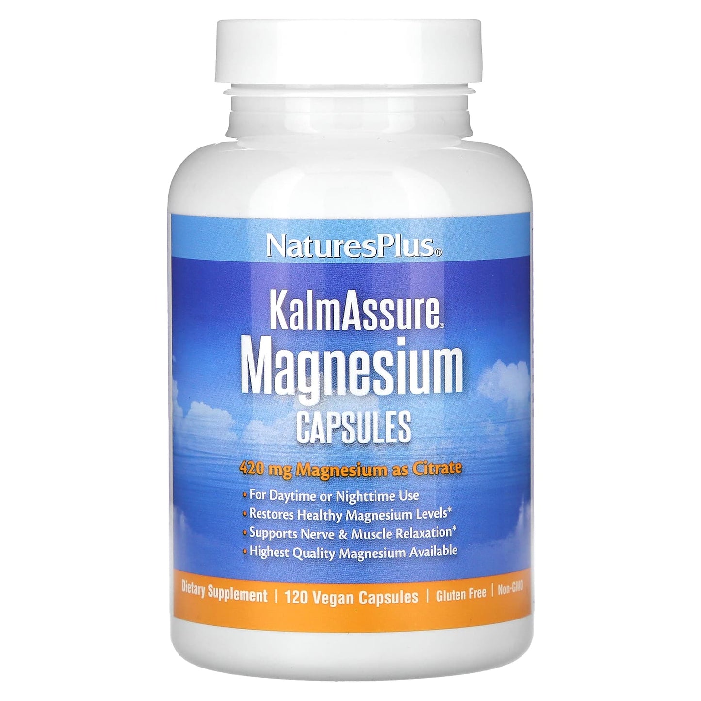 NaturesPlus, KalmAssure, Magnesium, 120 Vegan Capsules (105 mg per Capsule) - Image 1