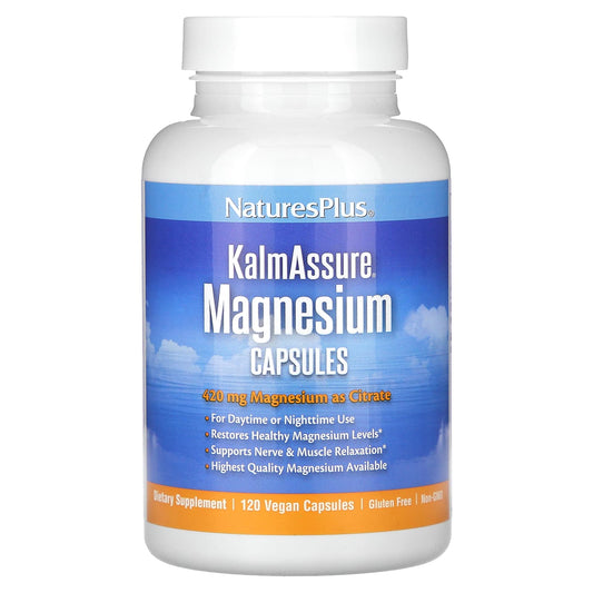 NaturesPlus, KalmAssure, Magnesium, 120 Vegan Capsules (105 mg per Capsule) - Image 1