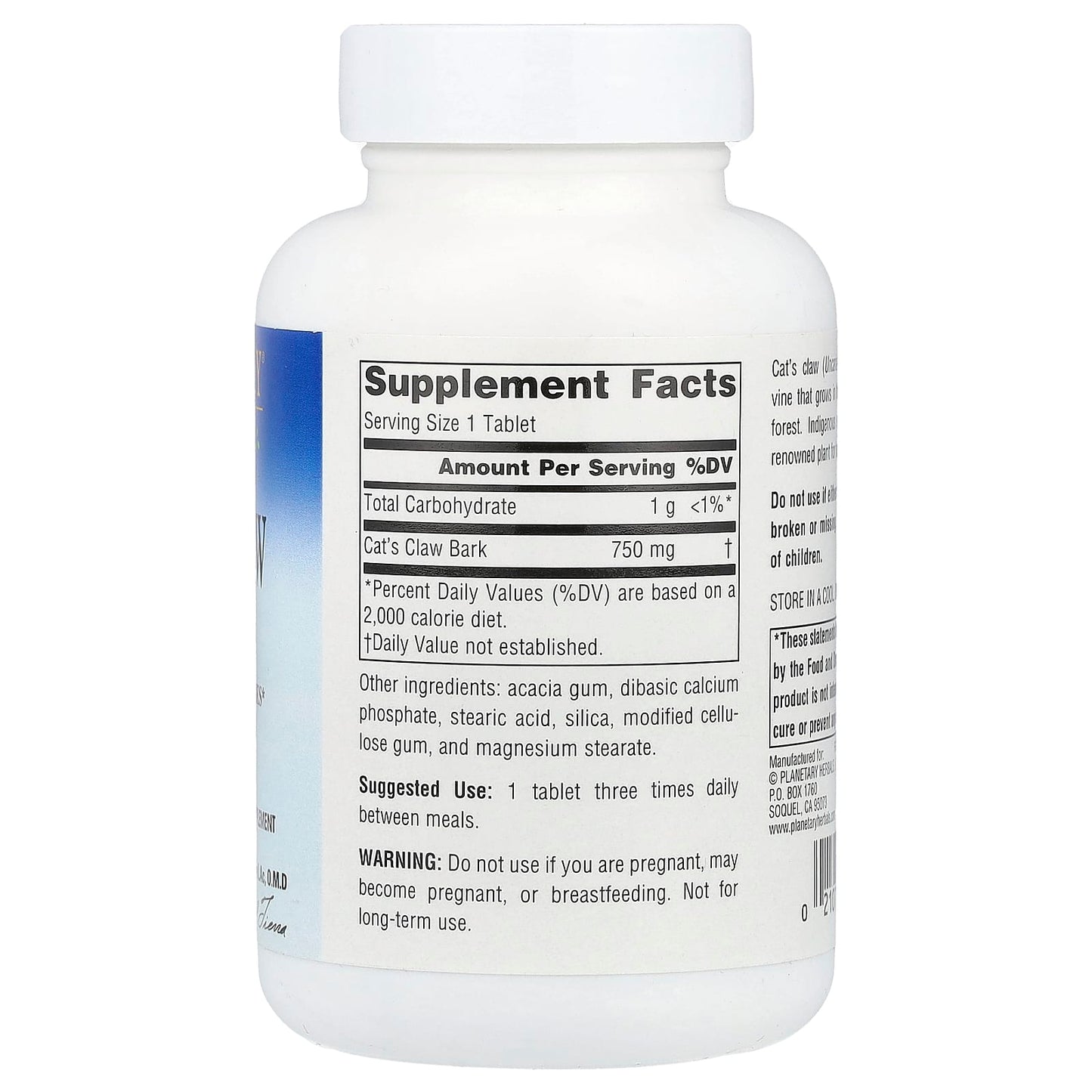 Planetary Herbals, Cat's Claw, 750 mg, 90 Tablets - Image 2