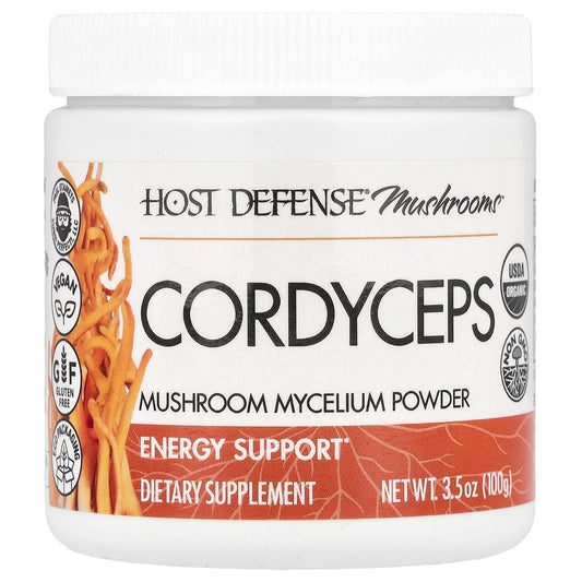 Host Defense Cordyceps Mushroom Mycelium Powder, 100g, USDA Organic - Image 1