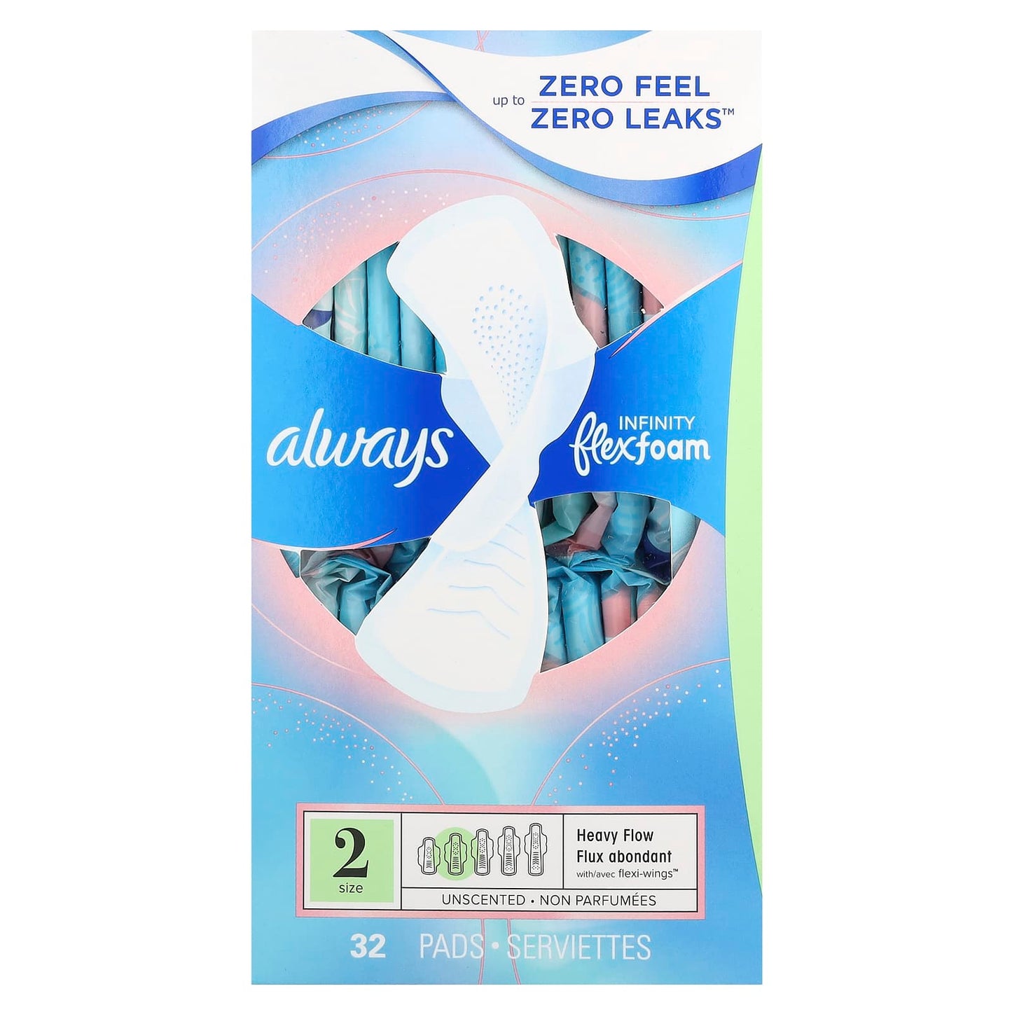 Always Infinity Flex Foam Pads with Flexi-Wings, Size 2, Heavy Flow - Image 1