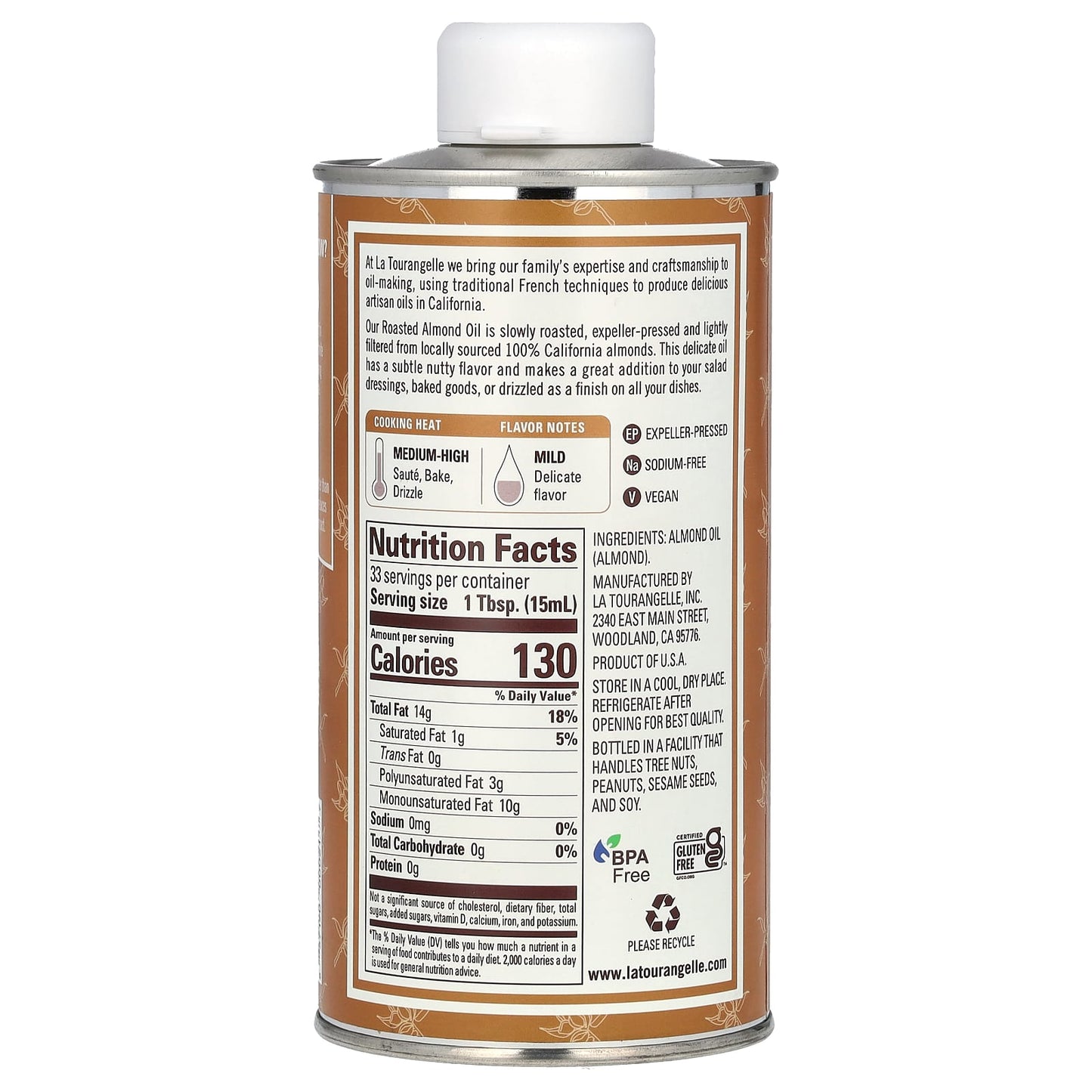 La Tourangelle, Roasted Almond Oil, 16.9 fl oz (500 ml) - Image 2