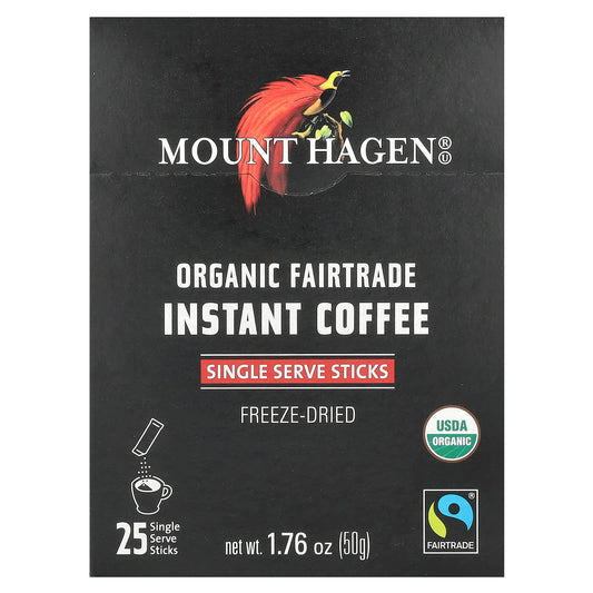 Mount Hagen, Organic Fairtrade Instant Coffee, 25 Single Serve Sticks, 1.76 oz (50 g) - Image 1