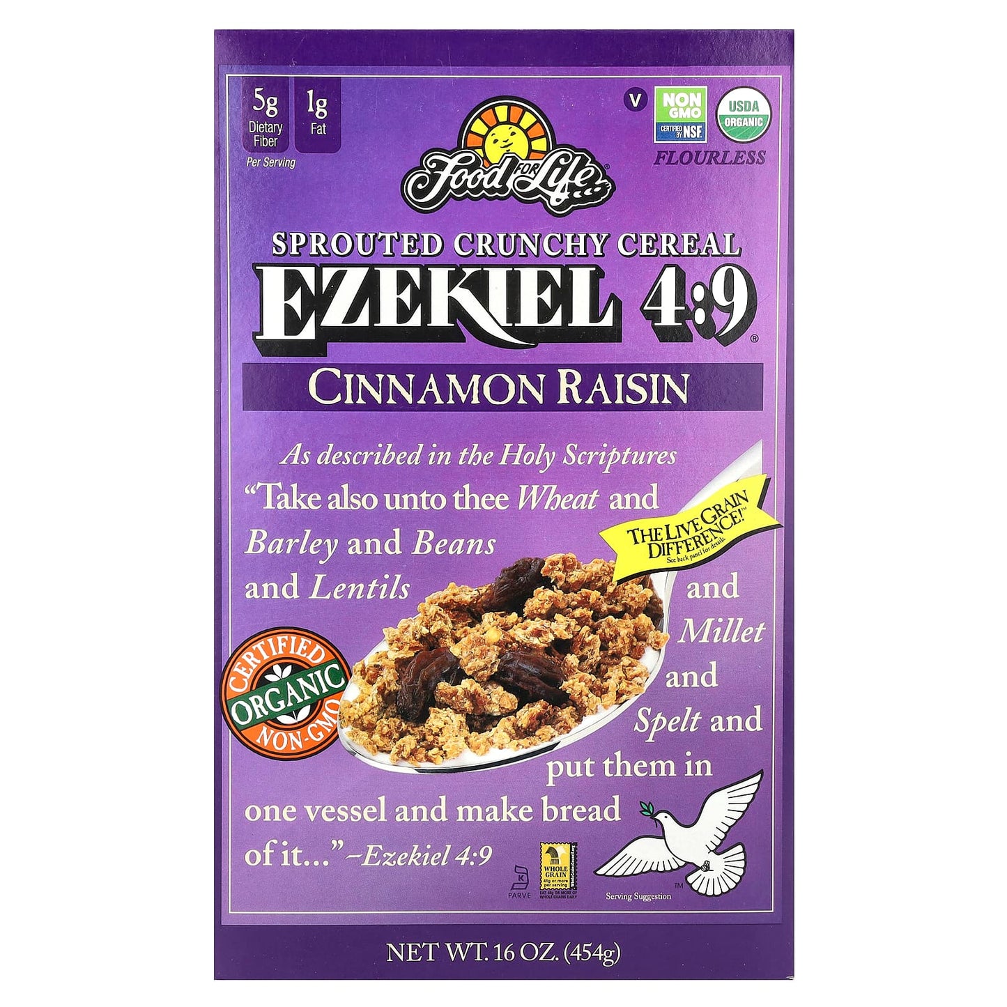 Cinnamon Raisin Sprouted Grain Cereal by Food For Life | Complete Protein - Image 1