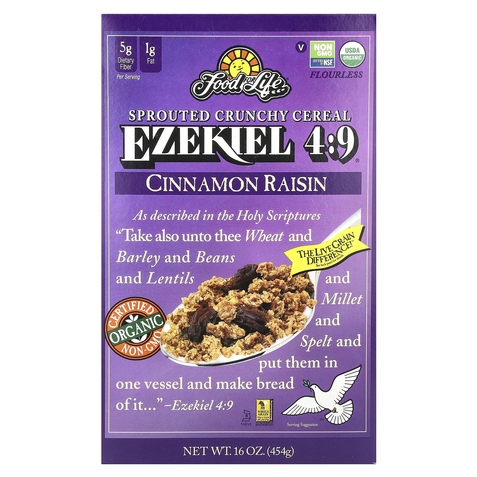 Cinnamon Raisin Sprouted Grain Cereal by Food For Life | Complete Protein - Image 1