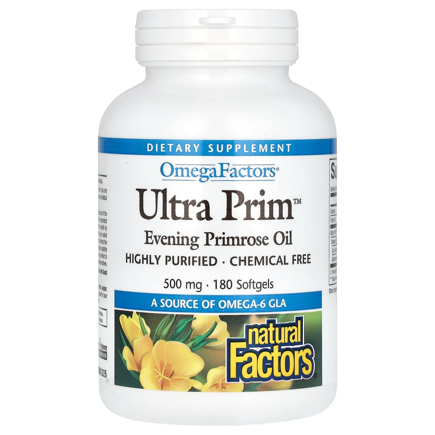 Natural Factors, OmegaFactors, Ultra Prim, Evening Primrose Oil, 500 mg, 180 Softgels - Image 1