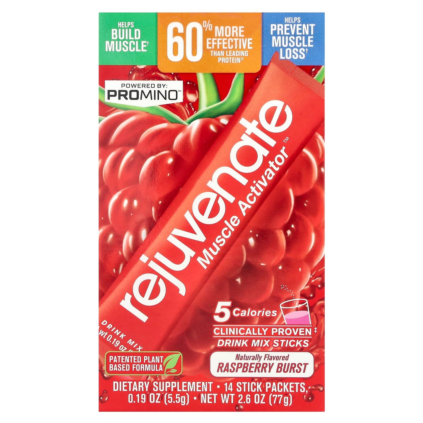 Rejuvenate Muscle Activator™, Drink Mix, Raspberry Burst, 14 Stick Packs, 0.19 oz (5.5 g) Each - Image 1