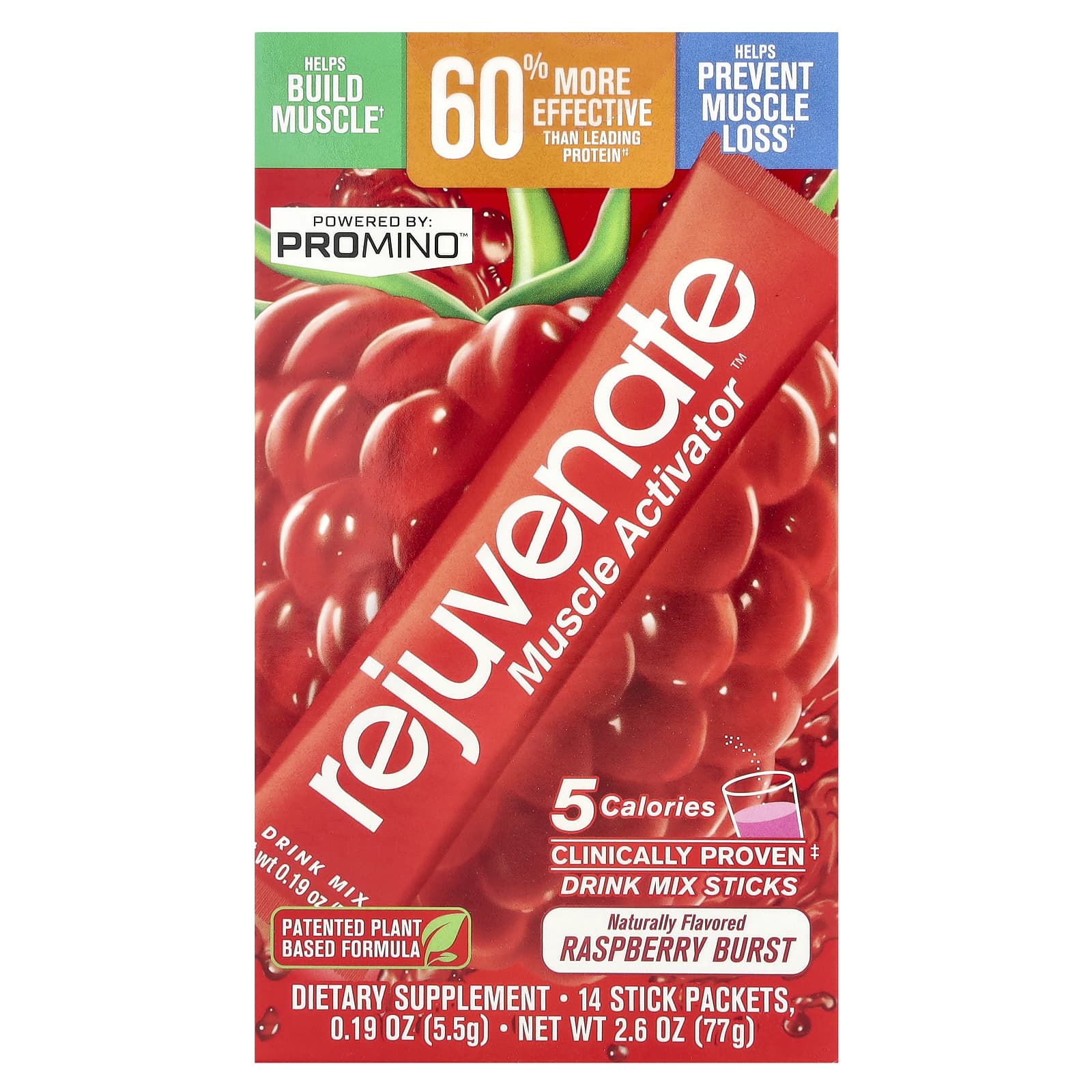 Rejuvenate Muscle Activator™, Drink Mix, Raspberry Burst, 14 Stick Packs, 0.19 oz (5.5 g) Each - Image 1