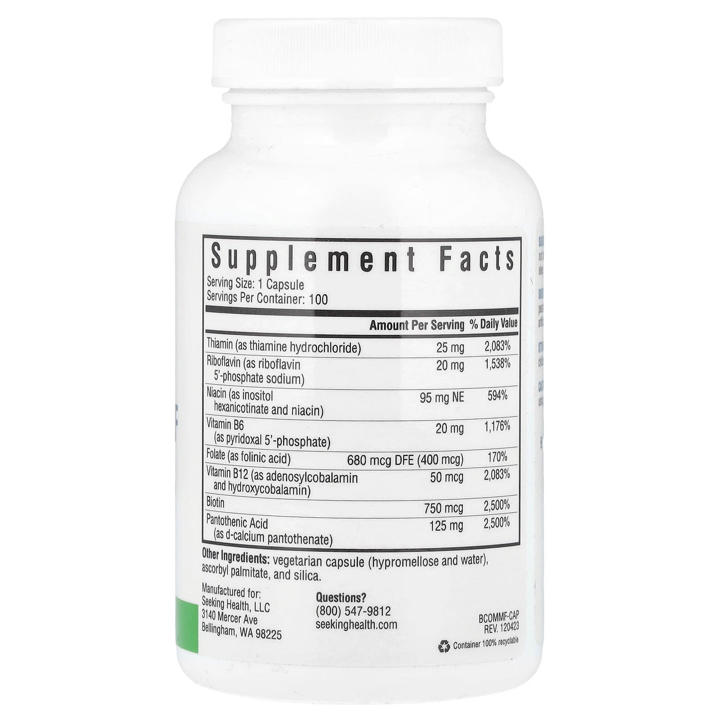 Seeking Health, B Complex MF, 100 Vegetarian Capsules - Image 2