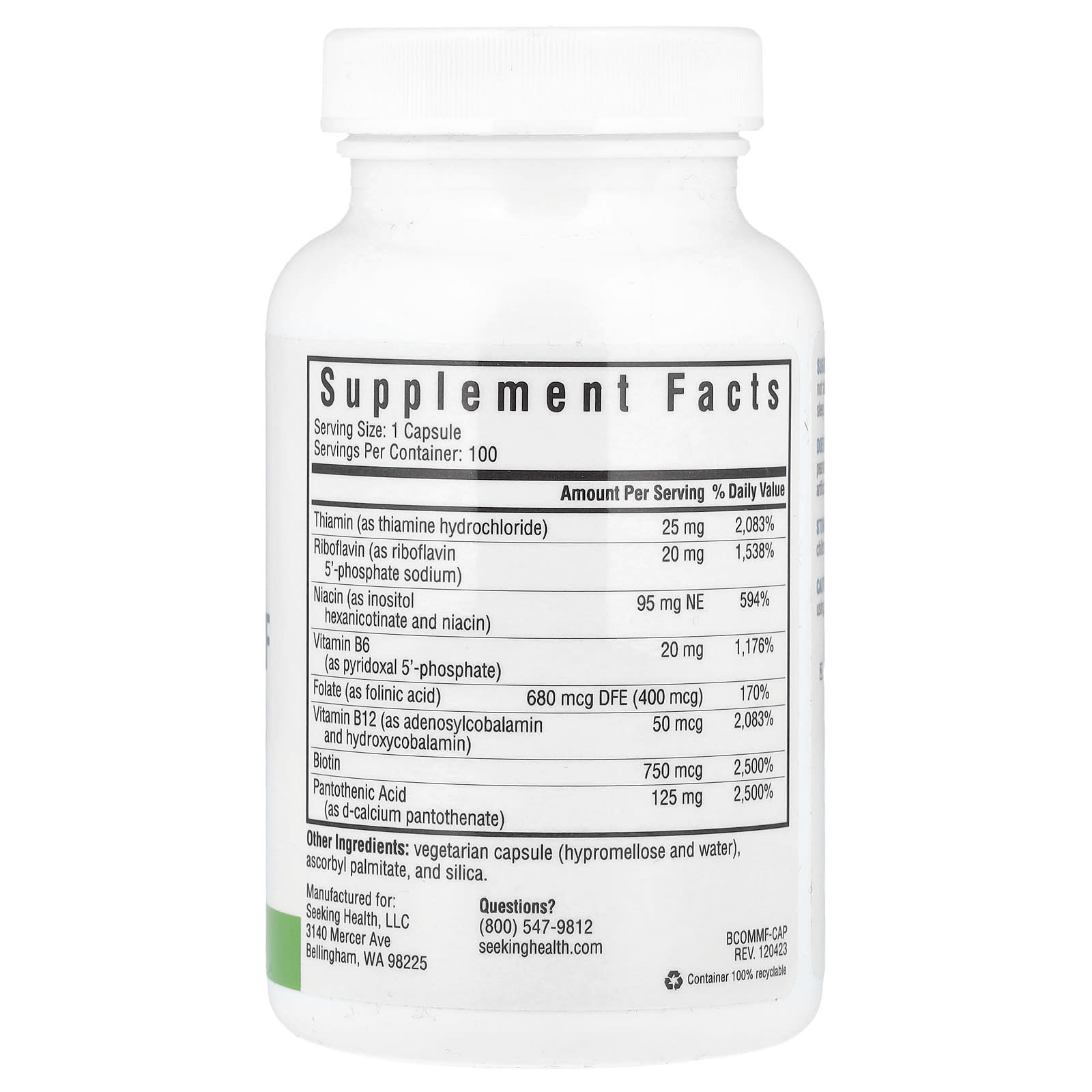 Seeking Health, B Complex MF, 100 Vegetarian Capsules - Image 2