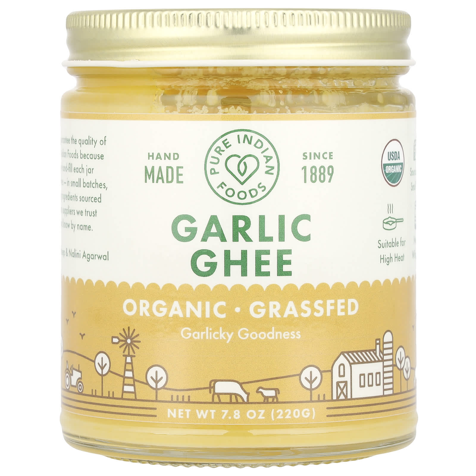 Pure Indian Foods, Organic Grassfed Garlic Ghee, 7.8 oz (220 g) - Image 1