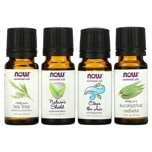 NOW Foods, Solutions, Seasonal Changes, Balancing Essential Oils Kit, 4 Bottles, 1/3 fl oz (10 ml) Each - Image 1