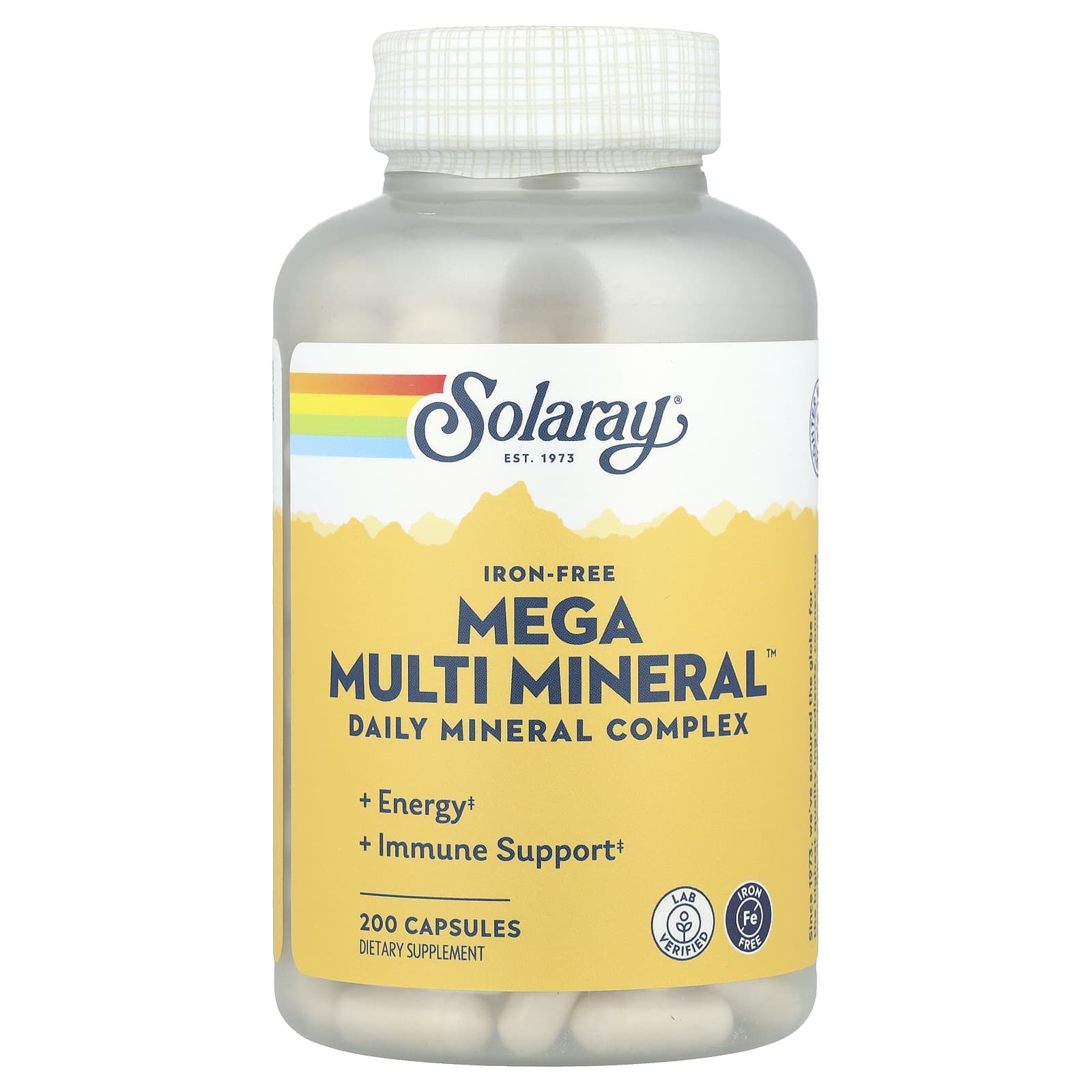 Solaray, Mega Multi Mineral™, Iron Free, 200 Capsules - Image 1