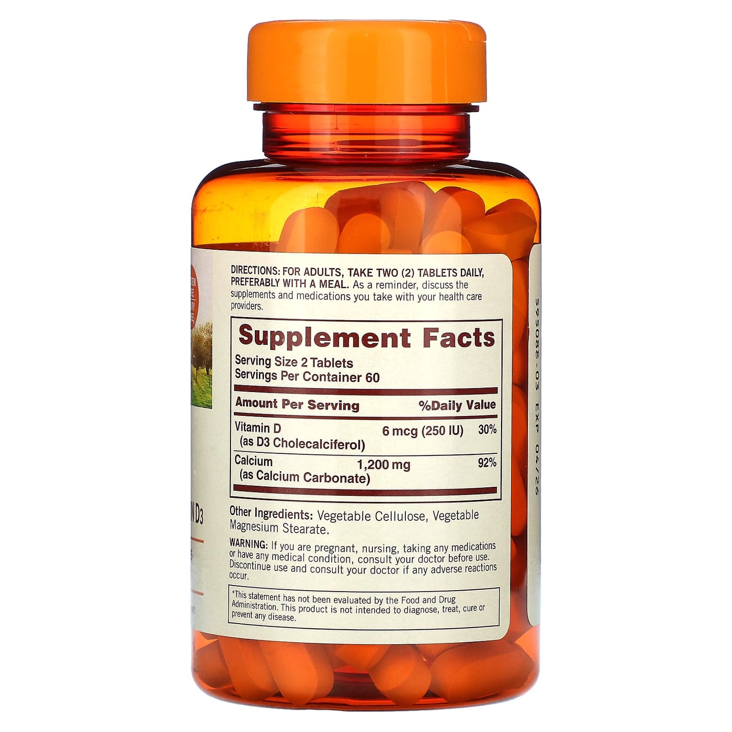 Sundown Naturals, Calcium, Plus Vitamin D3, 600 mg, 120 Coated Tablets (300 mg per Tablet) - Image 2