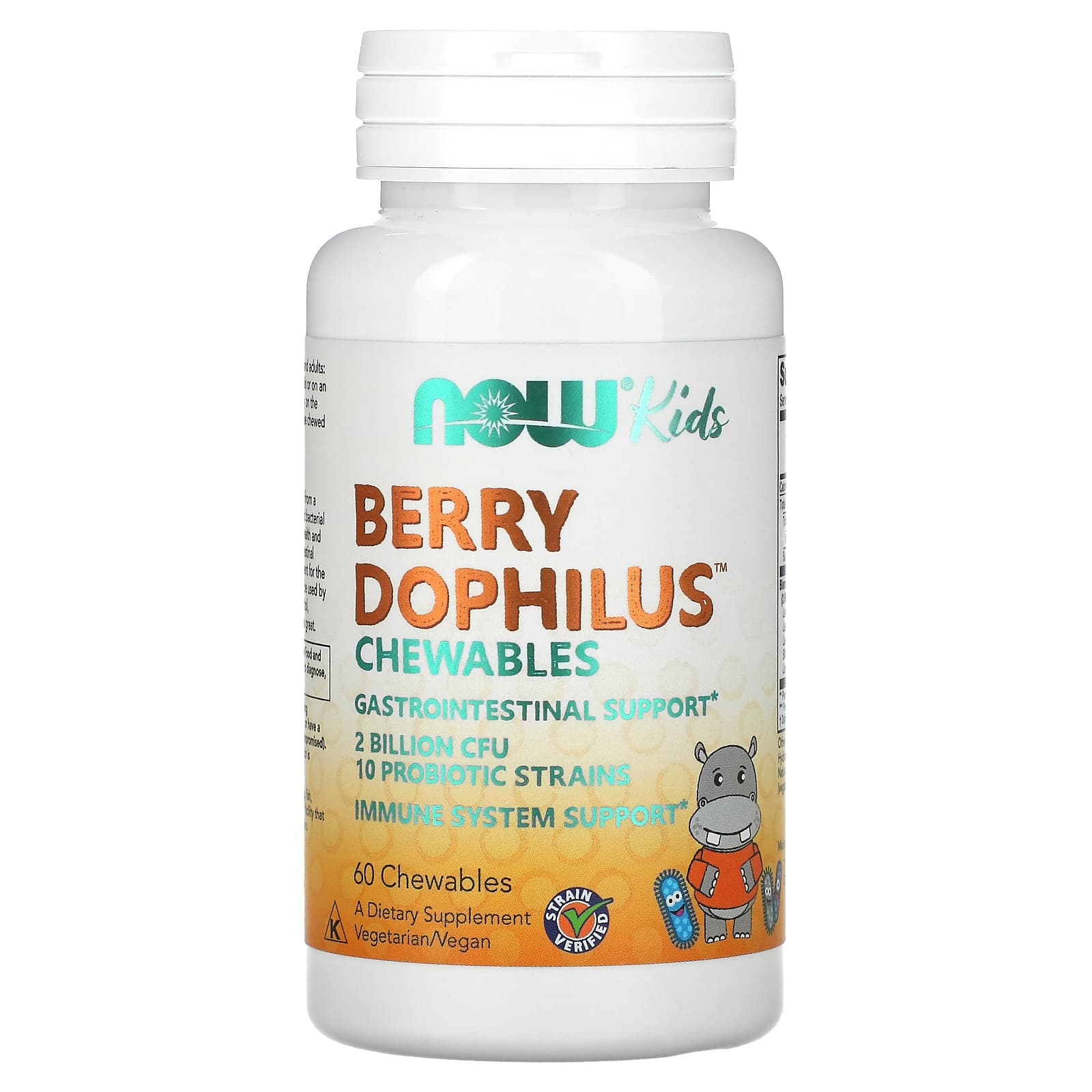 NOW Foods, Berry Dophilus, Kids, 2 Billion, 60 Chewables - Image 1