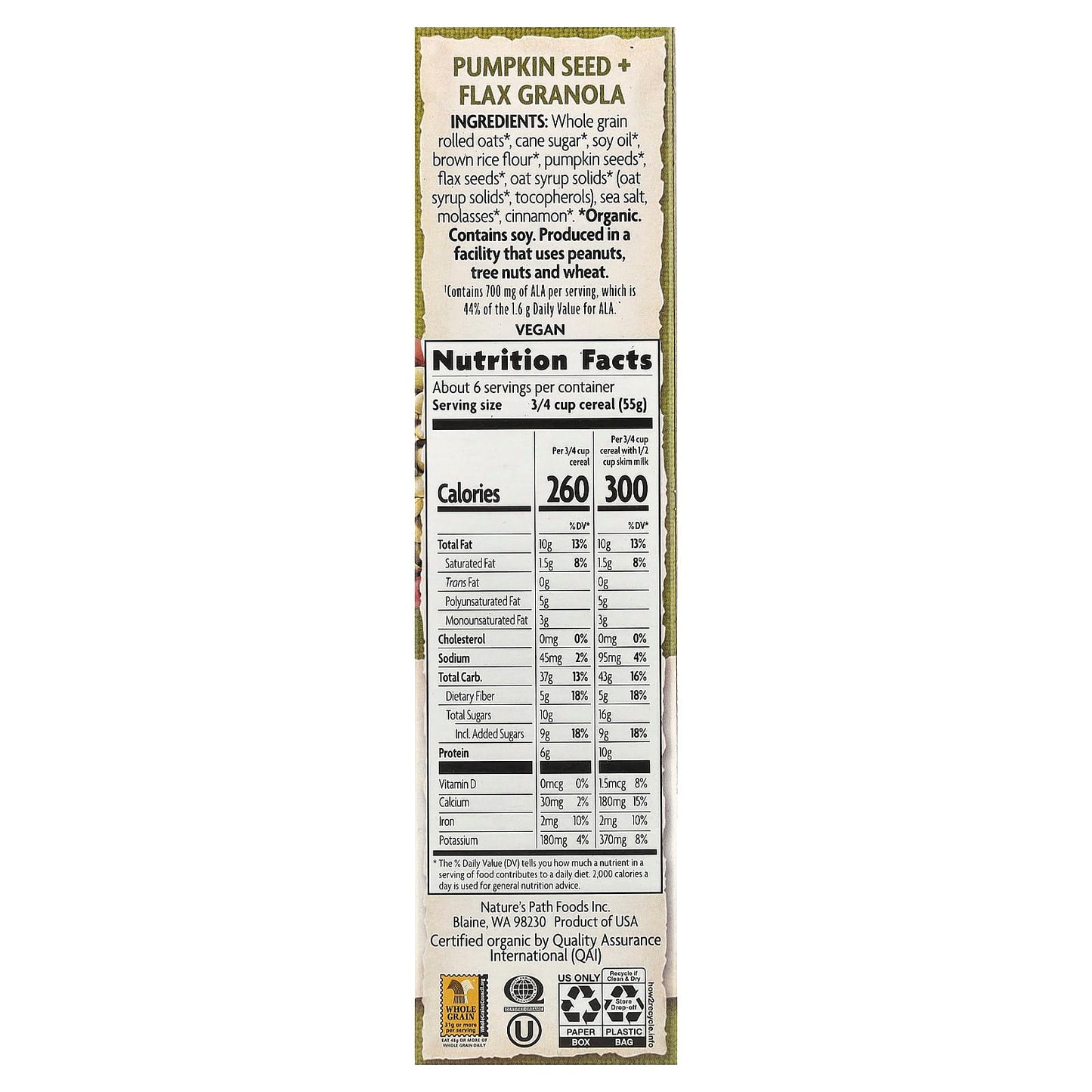 Nature's Path, Organic Pumpkin Seed + Flax Granola, 11.5 oz (325 g) - Image 2