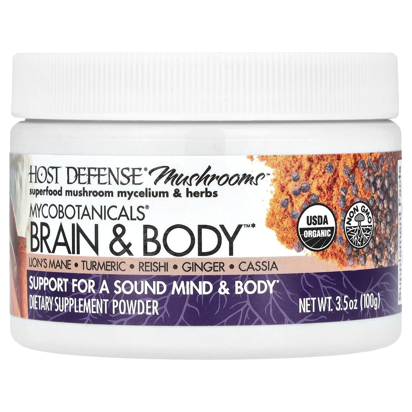 Host Defense Brain & Body Powder | USDA Organic Mushroom Supplement - Image 1