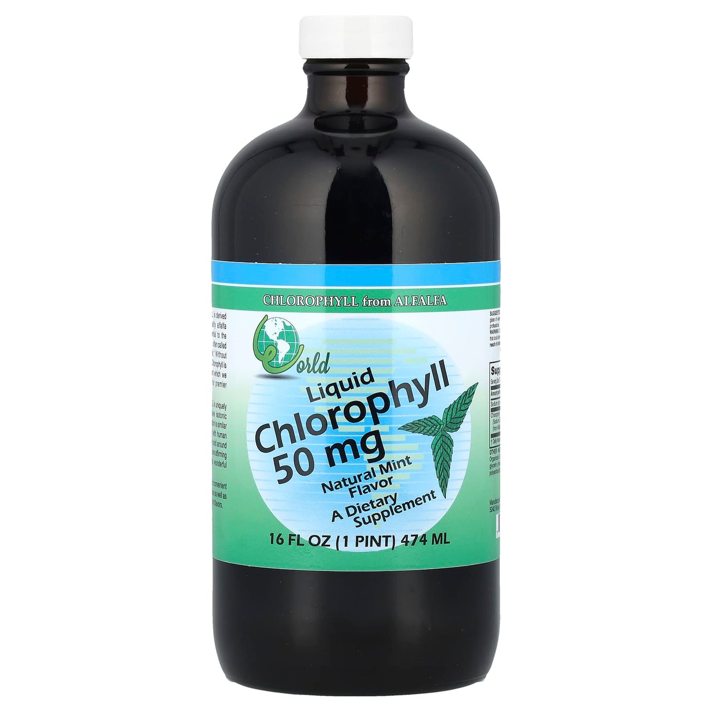 World Organic, Liquid Chlorophyll, Natural Mint, 50 mg, 16 fl oz (474 ml) - Image 1