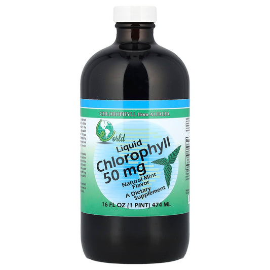 World Organic, Liquid Chlorophyll, Natural Mint, 50 mg, 16 fl oz (474 ml) - Image 1