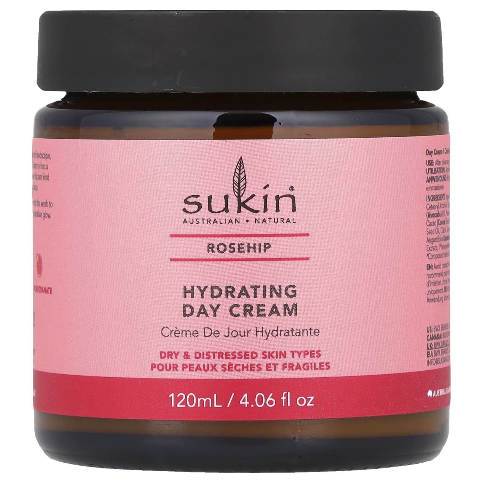 Sukin, Hydrating Day Cream, Rosehip, 4.06 fl oz (120 ml) - Image 1