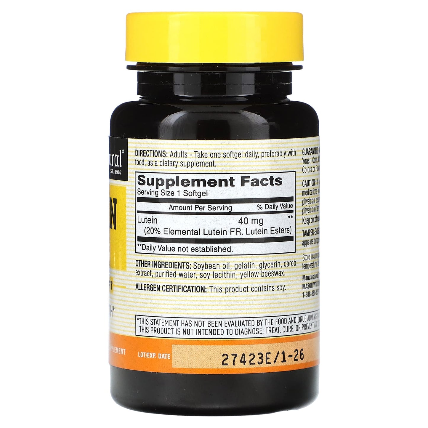 Mason Natural, Lutein, 40 mg, 30 Softgels - Image 2