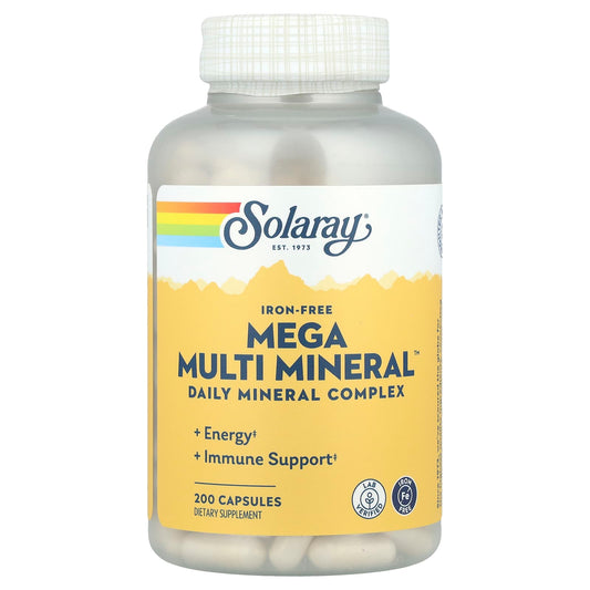 Solaray, Mega Multi Mineral™, Iron Free, 200 Capsules - Image 1