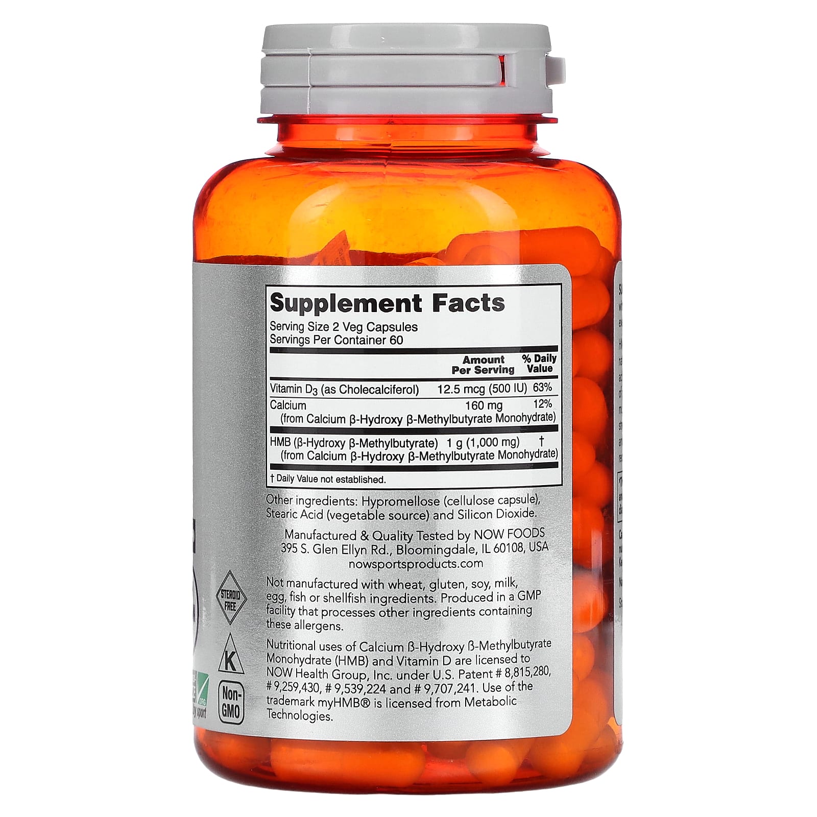 NOW Foods, Sports, HMB, 500 mg, 120 Veg Capsules - Image 2