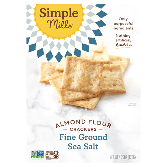 Simple Mills, Almond Flour Crackers, Fine Ground Sea Salt, 4.25 oz (120 g) - Image 1